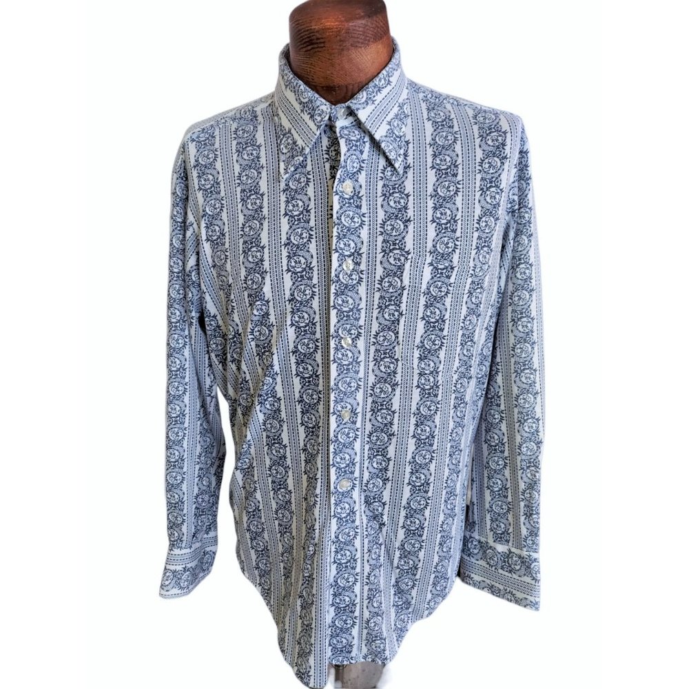 VTG DONEGAL DRESS SHIRTINGS Men's Floral Jersey Knit Button Front Shirt Size 17